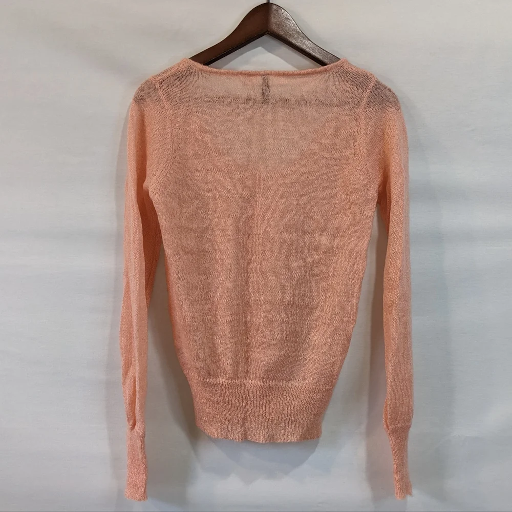 H&M Divided Peach Mohair Blend Open Knit Long Sleeve Sweater Size 6 Small - Picture 6 of 9